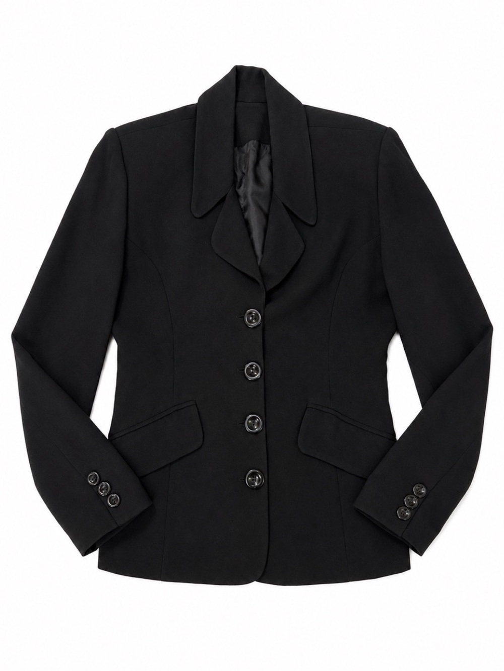 AYHAN Black Structured Blazer Jacket Women’s Size 36 Career Minimalist Chic - Picture 1 of 5